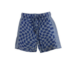 Hanna Andersson Active MadeForSun Print Shorts Checker Flag On Vintage Blue Sz 4